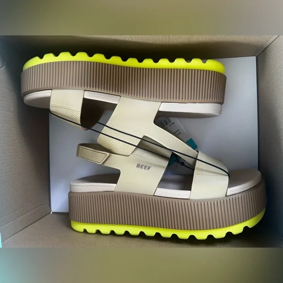 Reef Beige and Lime Water Vista Higher Platform Sandals - Picture 13 of 14